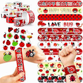 48 Pcs Ladybug Party Set: 24 Pcs Temporary Tattoos & 24 Pcs Slap Bracelets -Themed Gifts For Kids, Girls, Boys – Perfect For Birthday Parties, Baby Showers, Classroom Rewards, Party Decorations