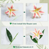 18 Pcs Faux Lily Heads 5.9 Inch Tiger Lily Artificial Flower Fake Lilies Flower Heads With 13 Inch Long Stem And Green Leaves For Wedding Bouquets Home Party Easter Decoration,(Red)