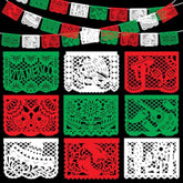 4 Pack Green White Red Mexican Papel Picado Banner Large Plastic Mexican Party Banner Day Of The Dead Papel Picado Decorations Cinco De Mayo Dia De Los Muertos Banner Decor For Party Supplies