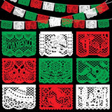 4 Pack Green White Red Mexican Papel Picado Banner Large Plastic Mexican Party Banner Day Of The Dead Papel Picado Decorations Cinco De Mayo Dia De Los Muertos Banner Decor For Party Supplies