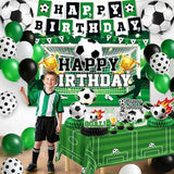 Soccer Birthday Party Decorations, 44Pcs World Soccer Party Decorations Included Happy Birthday Backdrop Tablecloth Cake Toppers Honeycomb Centerpieces for Soccer Party Supplies