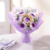 Crochet Flower Bouquet Roses: Artificial Knitted Flowers For Mother'S Day Wedding Anniversary Birthday Teachers' Day Decoration (Purple)