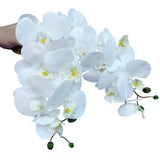 8 Pcs Artificial Phalaenopsis Flowers 32 Inch Artificial Orchid Flowers Fake Flowers Stem Plants For Home Décor (White)