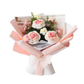 Crochet Handmade Rose Artificial Flowers, Finished Hand Woven Flowers Bouquet, Faux Plants Home Table Wedding Party Office Decor, Great Gifts For Mother'S Day Valentines Day Birthday (Pink)