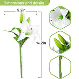 9 Pcs Artificial Lily Easter Lily Flowers For Easter, White Flowers Fake Tiger Lily For Spring White Wedding Table Centerpiece Holiday Home Decoration (9, White)