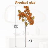 Bougainvillea Artificial Flowers 5 Pack 27.5" Fake Bougainvillea Floral Stems Realistic Silk Bougainvillea Arrangements For Home Weddings Parties Table Vase Centerpiece Decor(Orange)