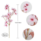 8Pcs Artificial Cherry Blossom Branches 16" Fake Silk Cherry Blossom Flowers Stems Faux Peach Floral Arrangement Bulk For Vase Home Wedding Table Centenpieces Party Janpanese Sakura Decoration
