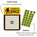 Big Dot of Happiness Sasquatch Crossing - Bingo Cards and Markers - Bigfoot Party or Birthday Party Bingo Game - Set of 18