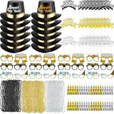 96pcs New Year 2026 Party Kit for 24 Guests with Hats, Glasses & Noise Makers