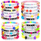 24 Pcs Music Party Bracelets Rave Kandi Bracelets Wear And Trade Handmade Party Trinkets Vibes Alphabet Plur Music Festival Accessories Different Phrases Every Time For Women Men