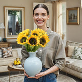 Artificial Sunflower Stem 6Pcs, Fake Sunflower Flowers Long Stem Silk Sunflowers Decoration For Vase Bouquet Centerpiece Outdoor Home Wedding