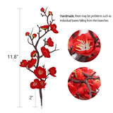6Pcs Artificial Red Plum Blossom Faux Flowers Fake Plum Blossoms Plastic Flowers Silk Arrangements For Home Hotel Office Wedding Party Garden Decor