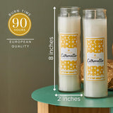 Citronella Candle - Citronella Scented Devotional Glass Jar Candles Ivory - 2X8 Inch - 6 Pack - Outside Candles For Garden Yard Balcony, Summer Camping