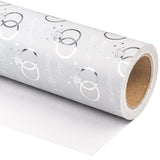 Wedding Wrapping Paper Roll - Mini Roll - 17 Inch X 9.8 Feet - Silver Foil Diamond Ring And Wedding Day Design Perfect For Marriage Ceremony, Nuptials, Celebration, Party