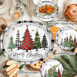 30pcs Christmas Oval Paper Plates 9x11in Buffalo Plaid Holiday Decor