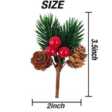 30Pcs Christmas Floral Picks, Pine Cone Holly Berry Stems For Crafts, Artificial Christmas Picks And Sprays, Red Berry Branches Greenery For Christmas Home Decor, Garland, Wreath