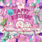 150-Pc Pink Dinosaur Party Set for Girls – Supplies for 12 with Balloons, Tableware & Decor