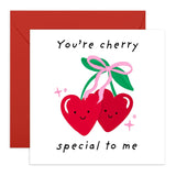 Cherry-Themed Love Card - You'Re Cherry Special To Me - Cute Anniversary Or Valentine'S Day Card For Partner, Spouse, Boyfriend, Girlfriend, Him Or Her - Comes With Fun Stickers