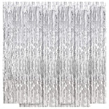 5PCS Silver Foil Fringe Curtains, 3.2x8.2ft Tinsel Backdrop for Party, Wedding & Christmas Decor