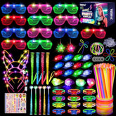 170pcs Glow in the Dark Party Supplies LED Sticks Glasses Rings Necklaces