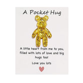 Pocket Bear Hug With Love Card, Pocket Hug Emotional Support Gifts For Men Women, Mothers Day Gifts For Mum (Gold)