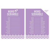 Lavender Chevron Girl Baby Shower Collection, Games, Activities, Decorations, Word Scramble Game Cards, 20-Pack