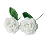 Crochet Flower 2 Handmade Roses, Gift For Valentine'S Day, Birthday, Wedding, Mother'S Day, Knitted Artificial Flowers For Home Decor, Valentines Day Gifts For Her Girlfriend (White)