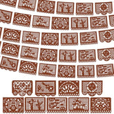 4 Pack 59 Ft Papel Picado Banner Mexican Talavera Party Plastic Fiesta Banner Mexico Wedding Decorations For Day Of The Dead Cinco De Mayo Cielito Lindo Party Decorations (Brown)