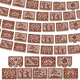 4 Pack 59 Ft Papel Picado Banner Mexican Talavera Party Plastic Fiesta Banner Mexico Wedding Decorations For Day Of The Dead Cinco De Mayo Cielito Lindo Party Decorations (Brown)