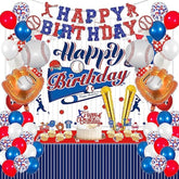 Baseball Birthday Party Kit Balloons, Banner, Tablecloth & Cake Toppers
