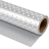 30 Inch Reversible Silver Wrapping Paper - Silver And Polka Dot Wrapping Paper For Birthday, Christmas, Wedding, Baby Shower - 30 Inch X 33 Feet
