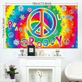 60's Hippie Party Decorations, Groovy Banner & Photo Backdrop, Peace & Love Theme (72.8x43.3 Inch)