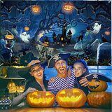 Halloween Decoration Backdrop 72.8x43.3 Inch Spooky Forest Cemetery Graveyard Banner Decor