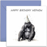 Old English Co. Funny Birthday Card For Nephew - Party Gorilla Birthday Greeting Card For Him Men - Humorous Birthday Card For Nephew From Uncle Or Auntie | Blank Inside With Envelope…