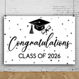Graduation Photo Backdrops for Photoshoot Black White Background Banner High School College Ceremony Decorations Congrats Grad Party and Classroom Decor 10 * 8ft