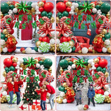 Christmas Balloon Garland Arch kit with Merry Christmas Banner and Christmas Red White Green Cane Balloons Candy Balloons Gift Box Balloons Explosion Star Foil Balloons for Xmas Party Decorations