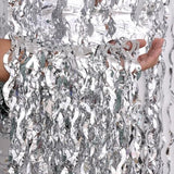 2 Pack Silver Foil Fringe Curtains 3.2x6.5ft Party Photo Booth Decor