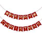 Merry Christmas Banner Decorations - Red Christmas Bunting Garland - Xmas Decorations, Indoor/Outdoor Party Supplies For Holiday Decor, Home, Office, Classroom, Fireplace And More