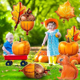 18pcs Fall Thanksgiving Foil Balloons Maple Leaf Pumpkin Acorn Squirrel for Autumn Party Decor