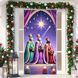 Merry Christmas Door Cover Three Wise Men Door Banner Backdrop Three Kings Christian Birth Of Jesus Religious Bethlehem Manger Scenephoto Background Decoration Photoshoot Props
