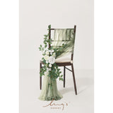 8 Wedding Chair Decorations Aisle Pew Church Artificial Flowers Greenery Swag White Sage Green Bench Ceremony Reception Floral Faux Backdrop Rose Arrangements Party Outdoor Decorations