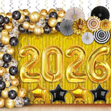 New Year’s Eve 2026 Party Supplies Huge Set 112 Black Gold Balloon Arch Kit