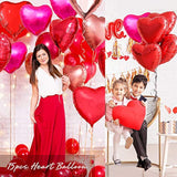 Upgraded Rose Gold And Red Balloons - Pack Of 15 - Heart Shaped Foil Balloons For Valentines Day Wedding Birthday Bridal Shower Baby Shower Decorations