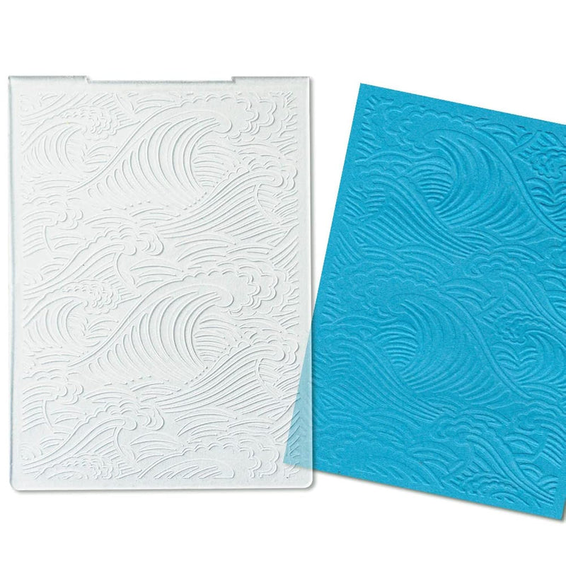 Sea Wave Embossing Folders For Card Making, 5.7 × 4.2 Inch Cirrus Plas