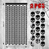 1 Pack Halloween Foil Fringe Curtain 3.3x6.6ft Black Backdrop with Skull Head Design