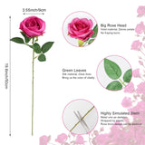 25Pcs Elegant Rayon Hot Pink Rose Bouquet - Long-Stemmed Roses For Weddings, Parties, Home Decoration, Photo Decoration, And High Vase Filling