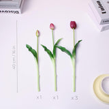 16-Inch Premium Real Touch Fake Tulips, Artificial Flowers With Buds, Flexible Stem Easy To Shape, Faux Tulips (Vase Not Included), 5-Pack Set Of Royal Purple