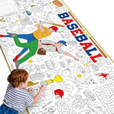 Baseball Themed Giant Coloring Poster Large Baseball Player Drawing Paper Coloring Tablecloth Diy Sports Theme Game Poster Table Cover Children Art Craft Colorings Mat Home Classroom Party Supplies