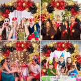 Red Black Gold Balloon Garland Arch Kit 158Pcs With Red Black Gold Confetti Balloons, Star Foil Balloons, For Graduation New Year Anniversary Birthday Party Decorations