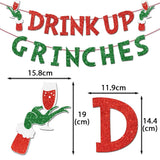 Drink Up Banner, Glittery Christmas Decorations Banners Winter Holiday Garland Photo Props Banner For Party Home Decorations